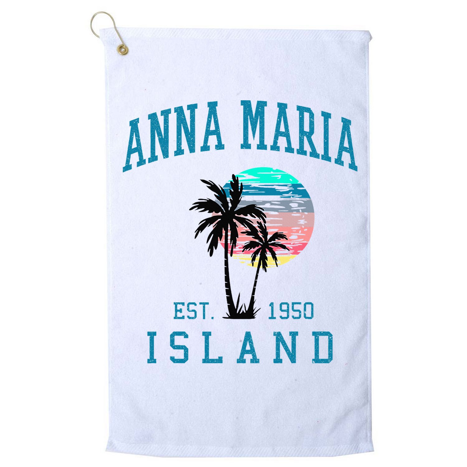 Anna Maria Island Florida Vintage Beach Palm Trees Summer Golf Towel