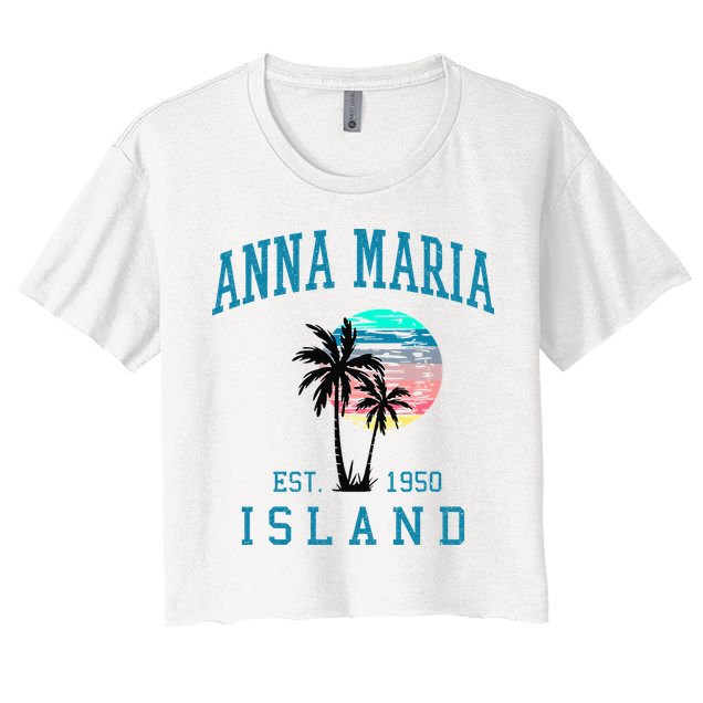 Anna Maria Island Florida Vintage Beach Palm Trees Summer Crop Top