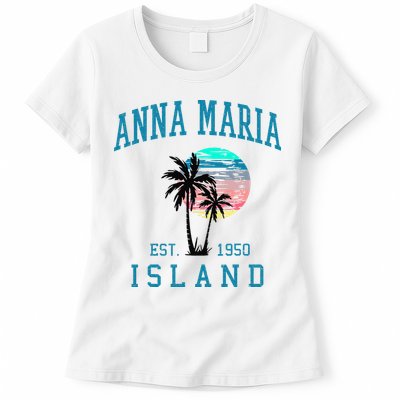 Anna Maria Island Florida Vintage Beach Palm Trees Summer Womens T-Shirt