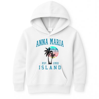 Anna Maria Island Florida Vintage Beach Palm Trees Summer Kids Hoodie