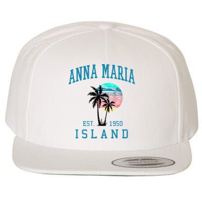 Anna Maria Island Florida Vintage Beach Palm Trees Summer Wool Snapback Cap