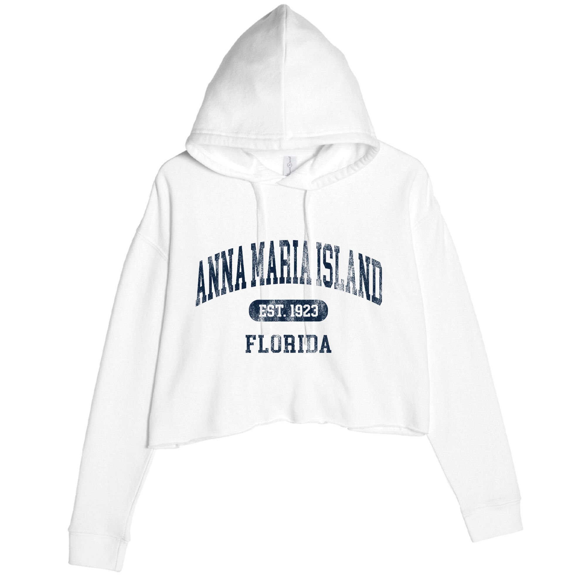 Anna Maria Island Florida Retro Preppy Crop Fleece Hoodie