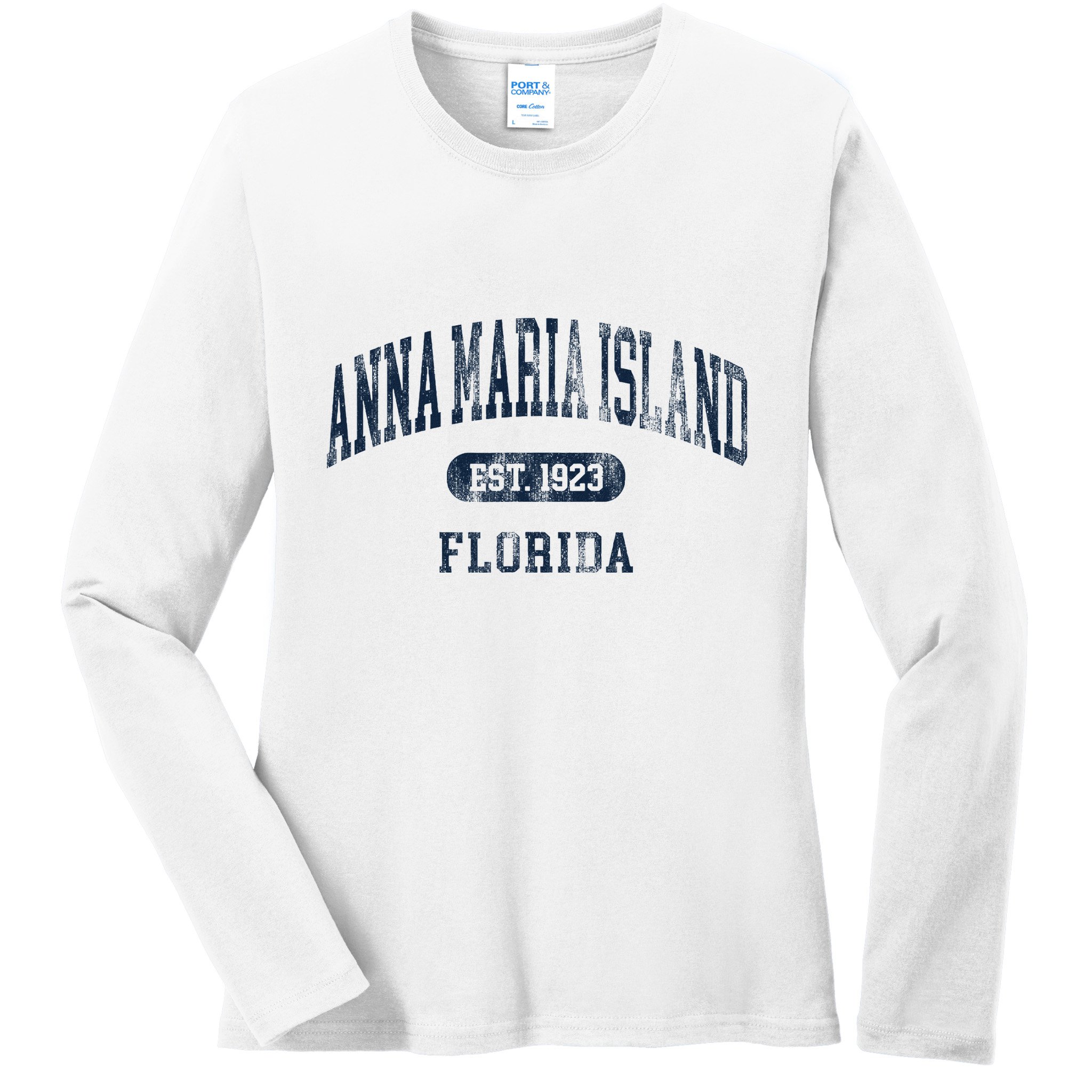 Anna Maria Island Florida Retro Preppy Ladies Long Sleeve Shirt