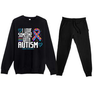 Autism Mom I Love Someone With Autism Gift Premium Crewneck Sweatsuit Set