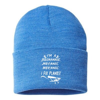 Aircraft Mechanic I'm A Mechannik Mecanic I Fix Planes Gift Sustainable Knit Beanie