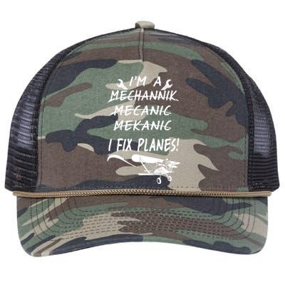 Aircraft Mechanic I'm A Mechannik Mecanic I Fix Planes Gift Retro Rope Trucker Hat Cap