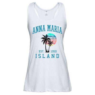 Anna Maria Island Florida Vintage Beach Palm Trees Summer Ladies Essential Flowy Tank