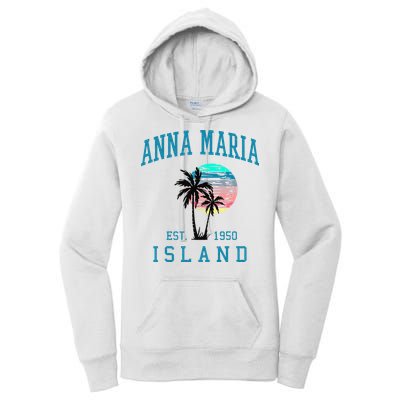 Anna Maria Island Florida Vintage Beach Palm Trees Summer Women's Pullover Hoodie