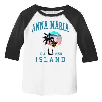 Anna Maria Island Florida Vintage Beach Palm Trees Summer Toddler Fine Jersey T-Shirt