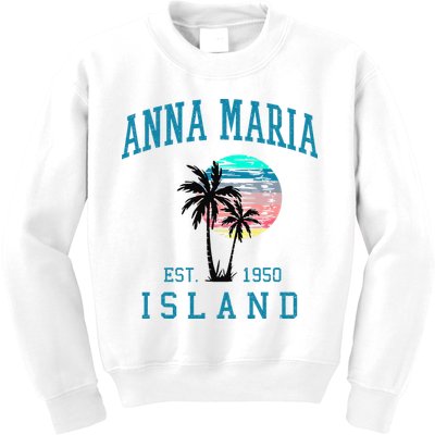 Anna Maria Island Florida Vintage Beach Palm Trees Summer Kids Sweatshirt