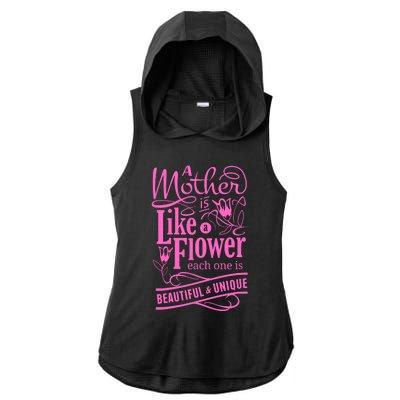 A Mother Is Like A Flower Ladies PosiCharge Tri-Blend Wicking Draft Hoodie Tank