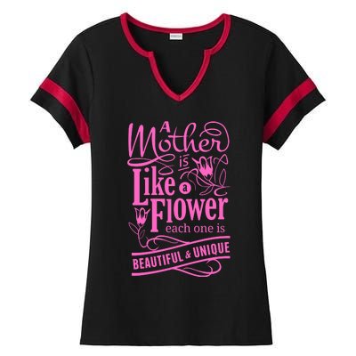 A Mother Is Like A Flower Ladies Halftime Notch Neck Tee