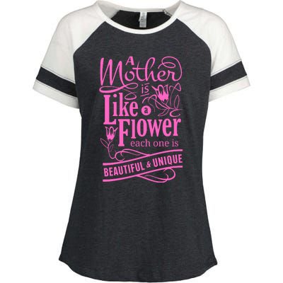 A Mother Is Like A Flower Enza Ladies Jersey Colorblock Tee