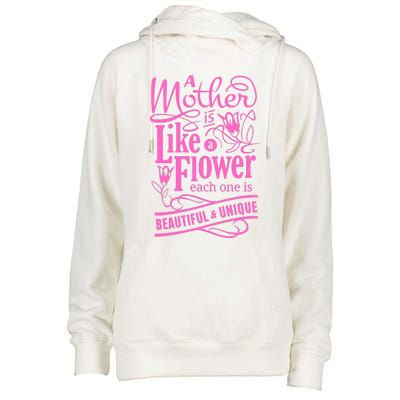 A Mother Is Like A Flower Womens Funnel Neck Pullover Hood