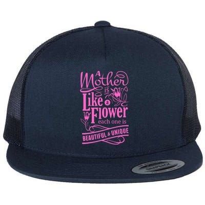 A Mother Is Like A Flower Flat Bill Trucker Hat