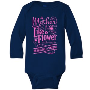 A Mother Is Like A Flower Baby Long Sleeve Bodysuit