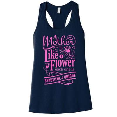 A Mother Is Like A Flower Women's Racerback Tank