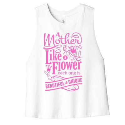 A Mother Is Like A Flower Women's Racerback Cropped Tank