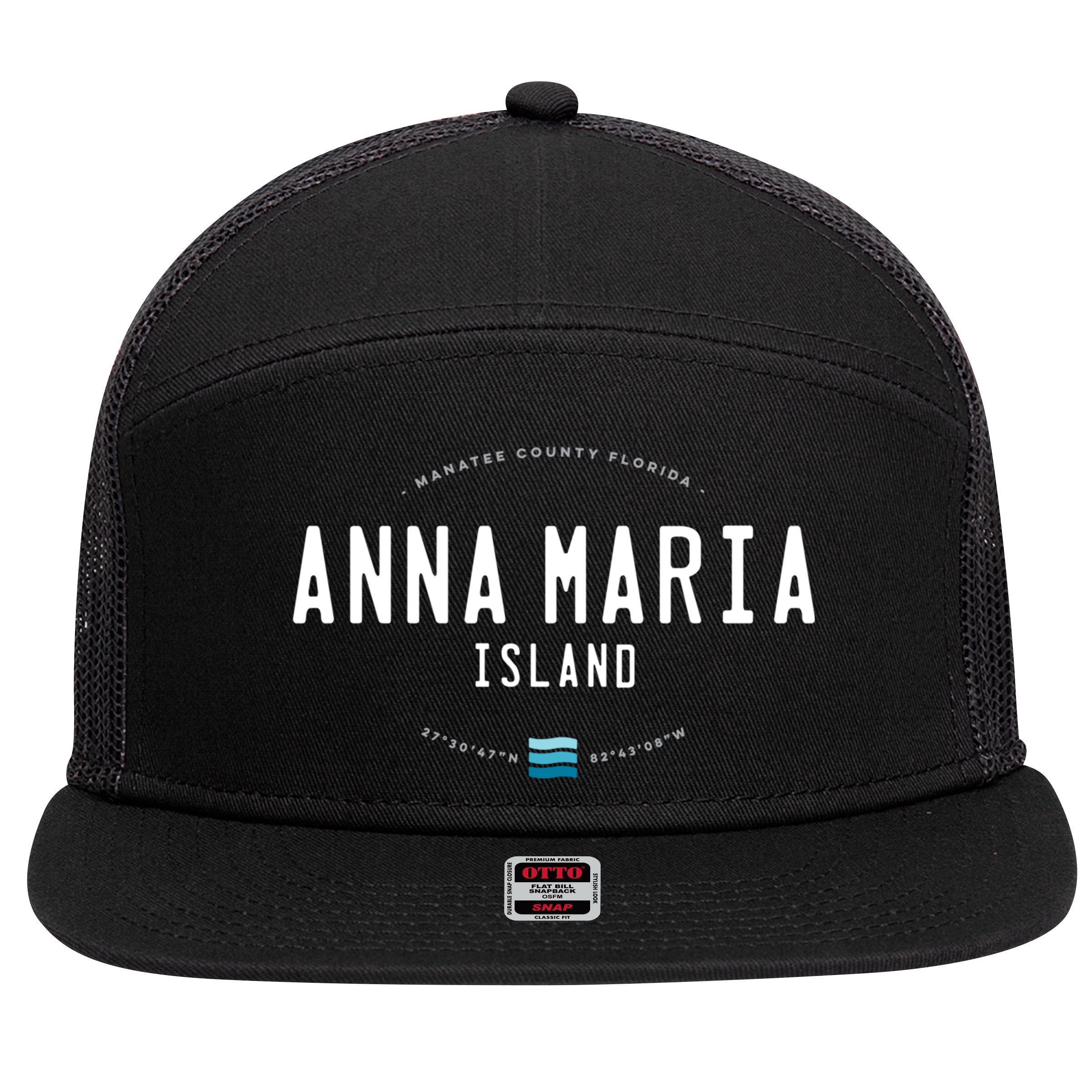 Anna Maria Island Florida Beach Waves Meaningful Gift 7 Panel Mesh Trucker Snapback Hat