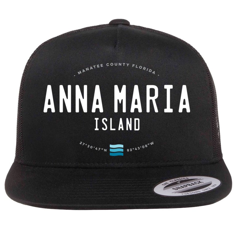 Anna Maria Island Florida Beach Waves Meaningful Gift Flat Bill Trucker Hat