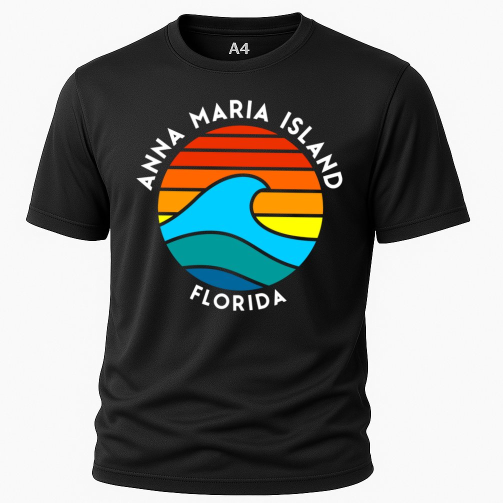 Anna Maria Island Florida Retro Wave Gift Cooling Performance Crew T-Shirt