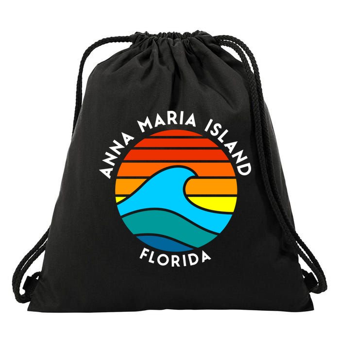 Anna Maria Island Florida Retro Wave Gift Drawstring Bag