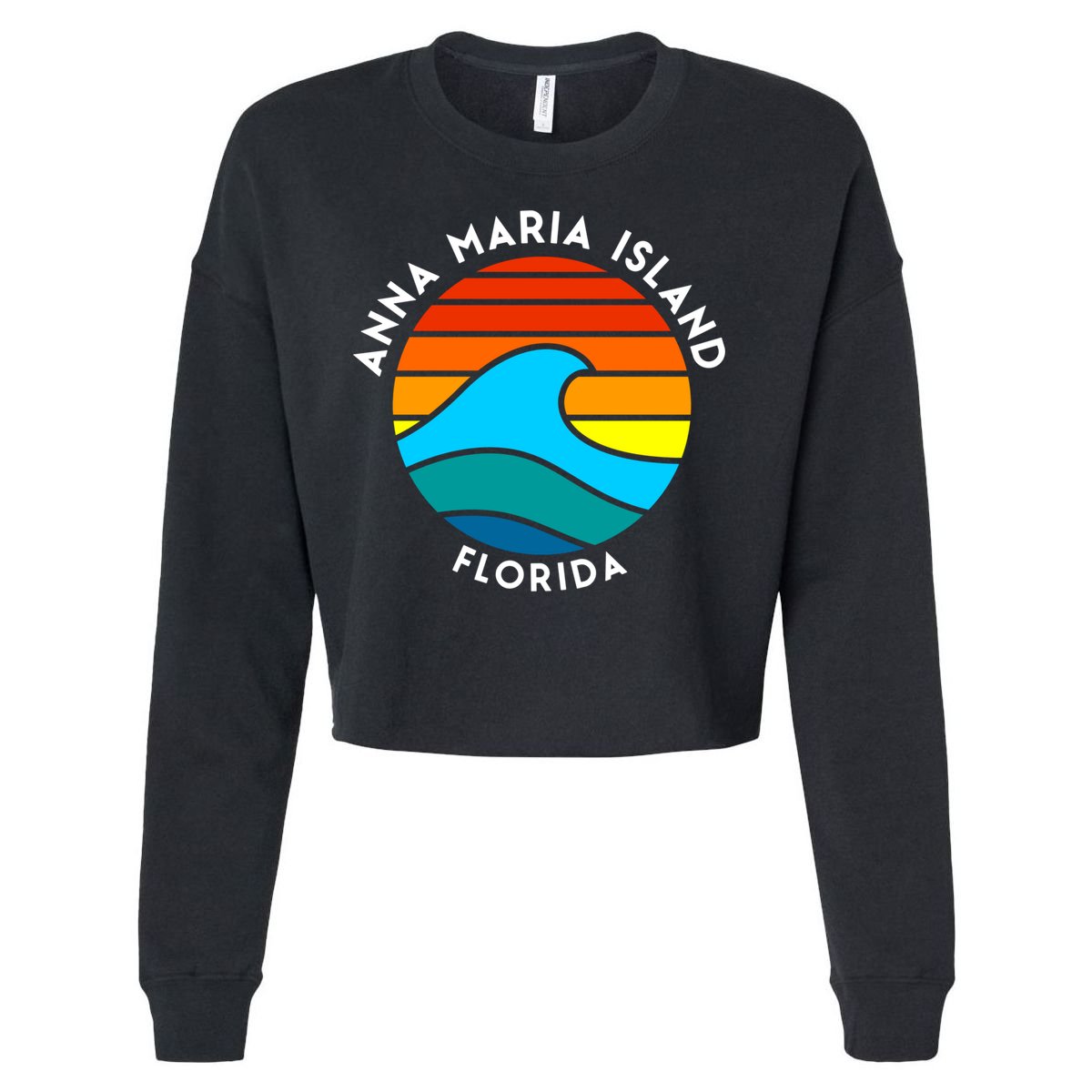 Anna Maria Island Florida Retro Wave Gift Cropped Pullover Crew