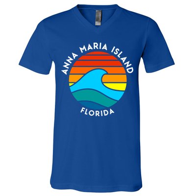 Anna Maria Island Florida Retro Wave Gift V-Neck T-Shirt