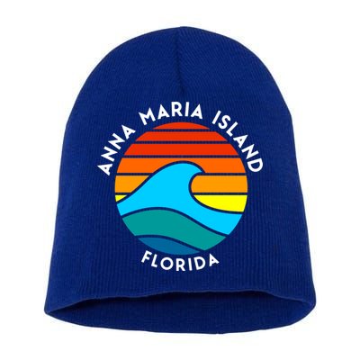 Anna Maria Island Florida Retro Wave Gift Short Acrylic Beanie