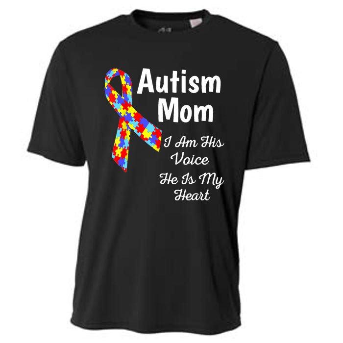 Autism Mom I Am His Voice He Is My Heart Cooling Performance Crew T-Shirt