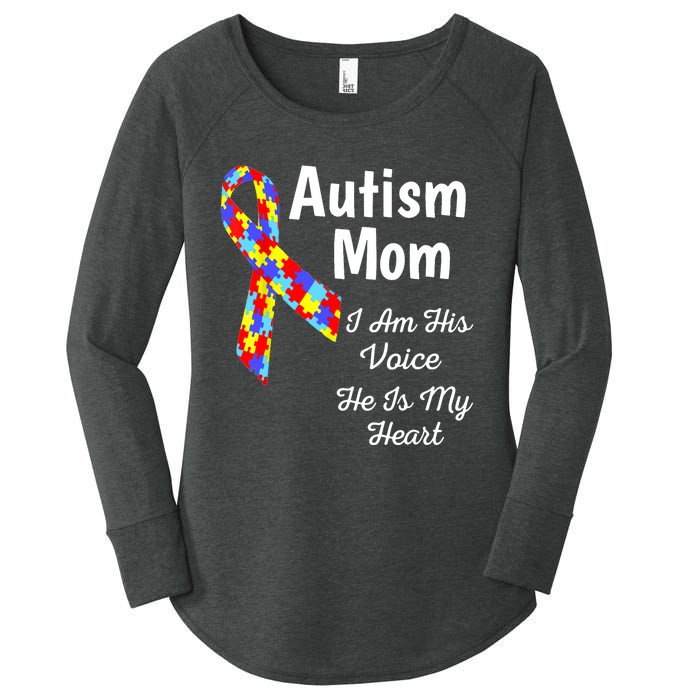 Autism Mom I Am His Voice He Is My Heart Women's Perfect Tri Tunic Long Sleeve Shirt