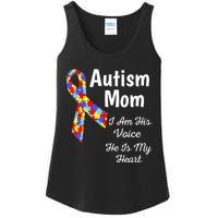 Autism Mom I Am His Voice He Is My Heart Ladies Essential Tank