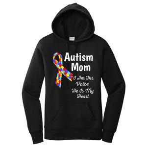 Autism Mom I Am His Voice He Is My Heart Women's Pullover Hoodie