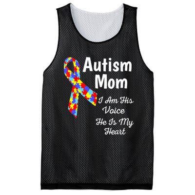 Autism Mom I Am His Voice He Is My Heart Mesh Reversible Basketball Jersey Tank