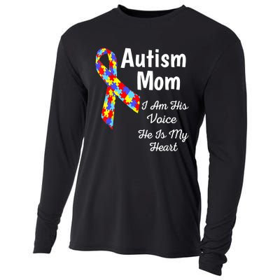 Autism Mom I Am His Voice He Is My Heart Cooling Performance Long Sleeve Crew