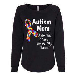 Autism Mom I Am His Voice He Is My Heart Womens California Wash Sweatshirt