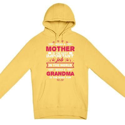 A Mother Is The Most Important Job In The World Mom Mommy Cute Gift Premium Pullover Hoodie