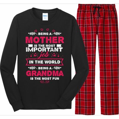 A Mother Is The Most Important Job In The World Mom Mommy Cute Gift Long Sleeve Pajama Set