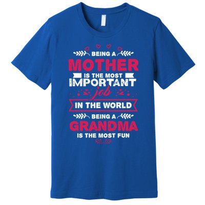 A Mother Is The Most Important Job In The World Mom Mommy Cute Gift Premium T-Shirt