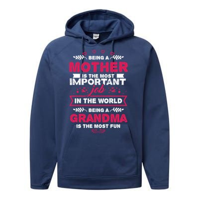 A Mother Is The Most Important Job In The World Mom Mommy Cute Gift Performance Fleece Hoodie