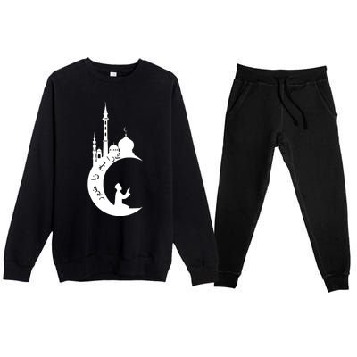 Arabic Muslim Islamic Fasting Holy Month Ramadan Mubarak Gift Premium Crewneck Sweatsuit Set