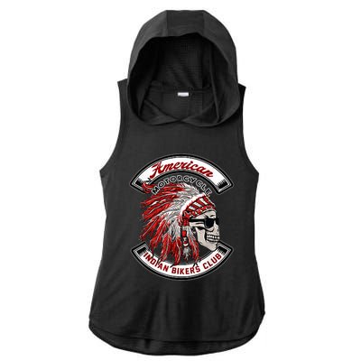 American Motorcycles Indian Biker Club Oldschool Choppers Ladies PosiCharge Tri-Blend Wicking Draft Hoodie Tank