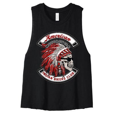 American Motorcycles Indian Biker Club Oldschool Choppers Women's Racerback Cropped Tank