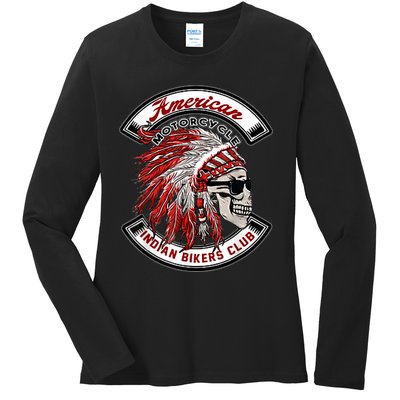 American Motorcycles Indian Biker Club Oldschool Choppers Ladies Long Sleeve Shirt