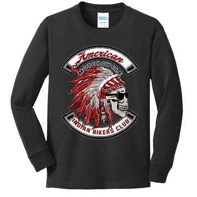 American Motorcycles Indian Biker Club Oldschool Choppers Kids Long Sleeve Shirt