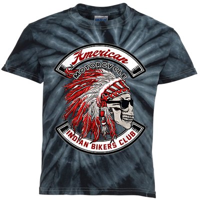 American Motorcycles Indian Biker Club Oldschool Choppers Kids Tie-Dye T-Shirt