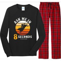 Ask Me In 8 Seconds Rodeo Bull Riding Vintage Cowboy Long Sleeve Pajama Set