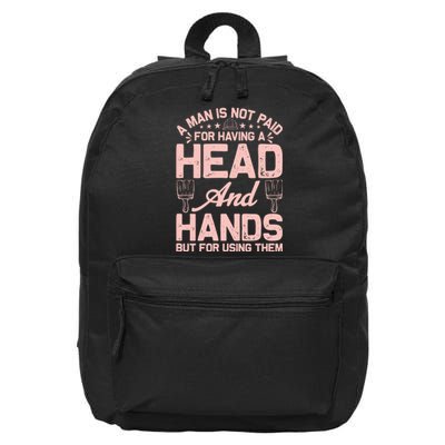 A Man Is Not Paid For Having A Head And Hands But For Using Then 16 in Basic Backpack