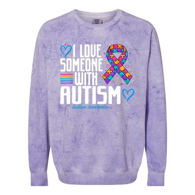 Autism Mom I Love Someone With Autism Gift Colorblast Crewneck Sweatshirt