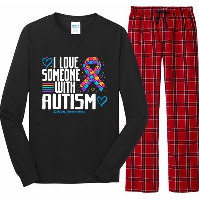 Autism Mom I Love Someone With Autism Gift Long Sleeve Pajama Set